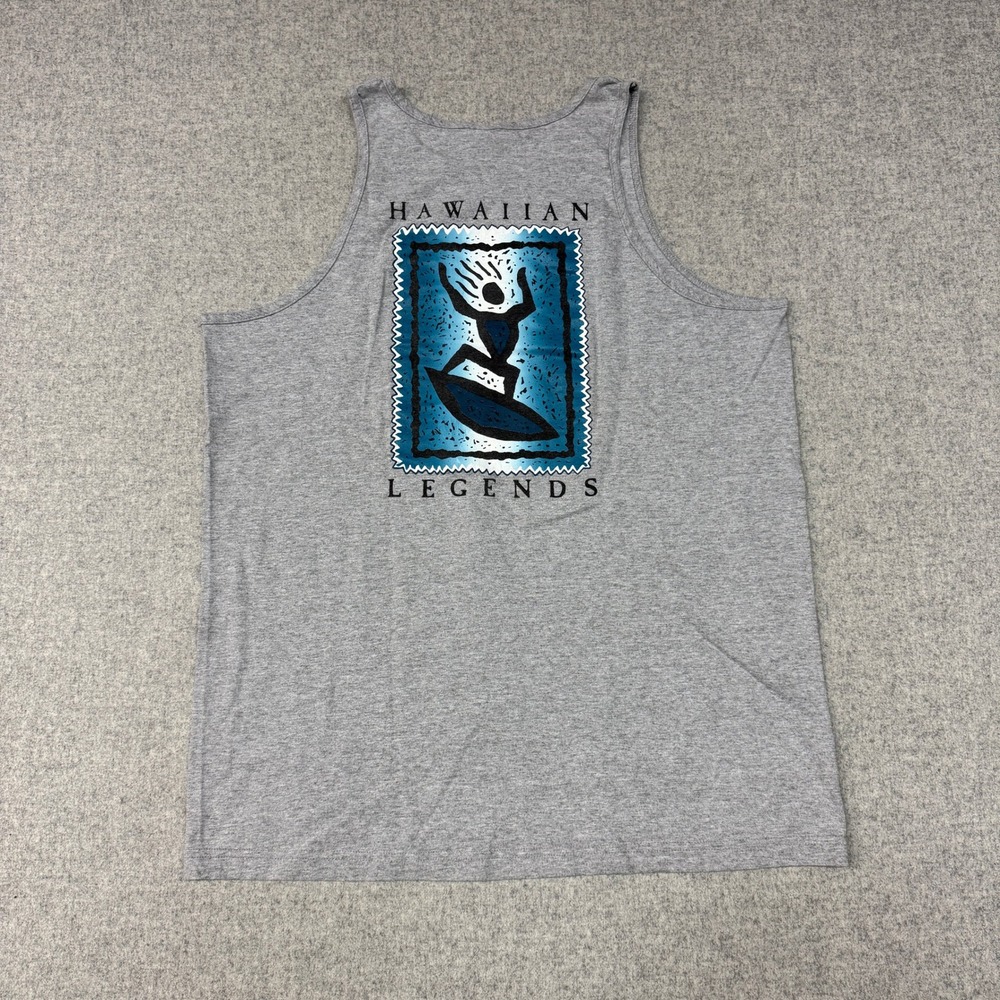 AAA | Hawaiian Legends Surfer Graphic Tank Top | XL | Gray | Sleeveless Shirt